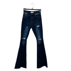 Bamboo Distressed Flare Jeans